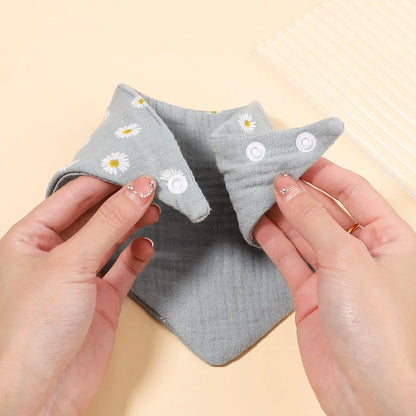 3Pcs/Set Muslin Cotton Print Bib Newborn Bows Headband Triangle Saliva Towel Infant Boy Girl Feeding Burp Baby Hair Accessories