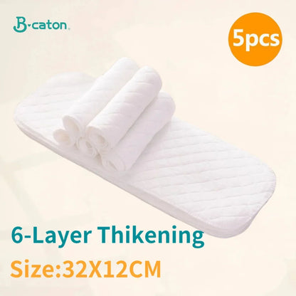 B caton 10pcs/5pcs Baby Reusable Diapers Washable Ecological Nappies Inserts Cotton Cloth Diapers for Children Breathable