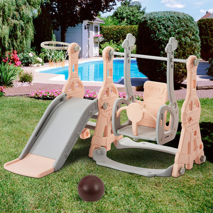 Rosahqnda 4-in-1 Children slide Indoor & Outdoor Outdoor Outdoor Playground for Toddlers Swing 1-6 Years