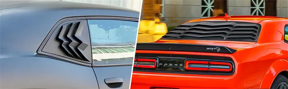 Rear+Side Window Louvers for Dodge Challenger 2008-2023 Windshield Sun Shade Cover Vent GT Lambo Style Custom ABS Matte Style