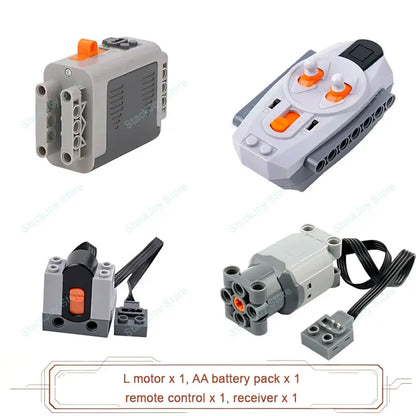 MOC Power Functions M/L/XL Motor Battery Box IR Remote Receiver for RC Car Robot Model Building Blocks Technical Modified Parts