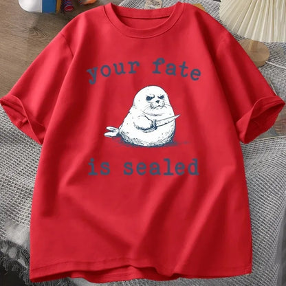 Your Fate Is Sealed T-Shirt Women Harajuku Funny Tshirt Animal Retro Y2k Fashion Top Short Sleeve Letter Print T Shirt Tops