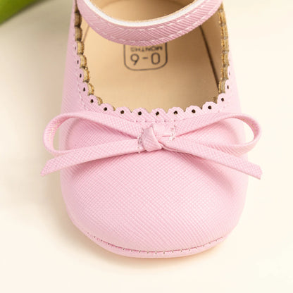 New Baby Shoes Girls' Soft-soled Leather Bowknot Party Princess Shoes Light Flat First Walkers Breathable and Anti-slip
