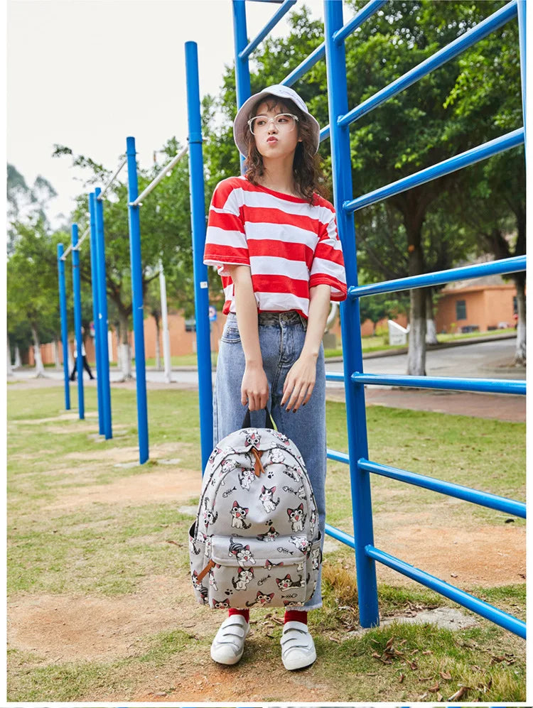 Cute Cat School Bags For Teenage Girls Students Backpack Waterproof Book Bag Travel College Laptop Backpack
