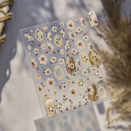 Wild Daisy Crystal Diamond Nail Sticker 5D Adhesive Flower Trendy Nail Art Stickers DIY Nail Art Decorations 3D Manicure Decals