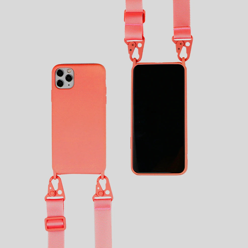 2024 Silicone Lanyard Phone Case For iPhone 12 13 Mini 14 15 16 Pro Max X XR XS Cover With Neck Strap Crossbody Necklace Cord