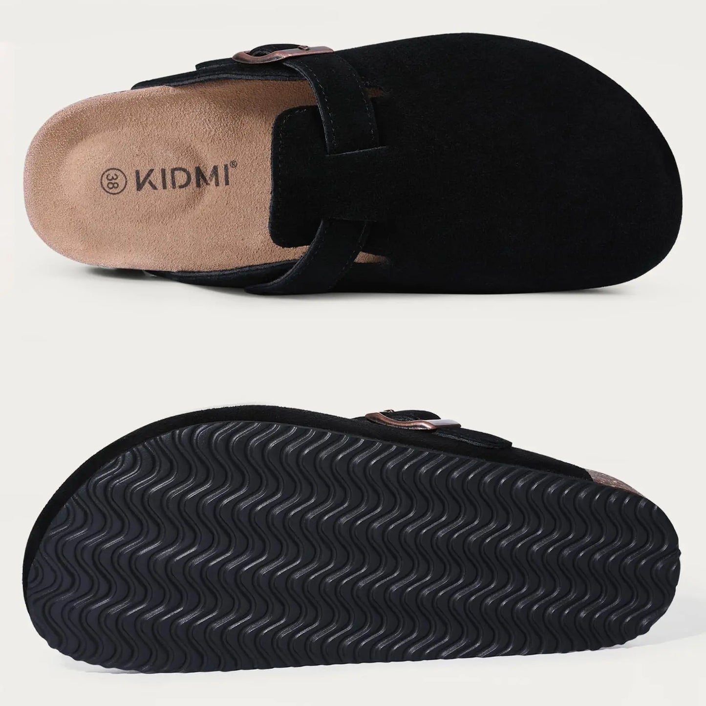 Shevalues Men's Suede Clogs Soft Leather Mules Men New Summer Men Cork Sandals Comfort Slip On Unisex Clogs With Arch Support