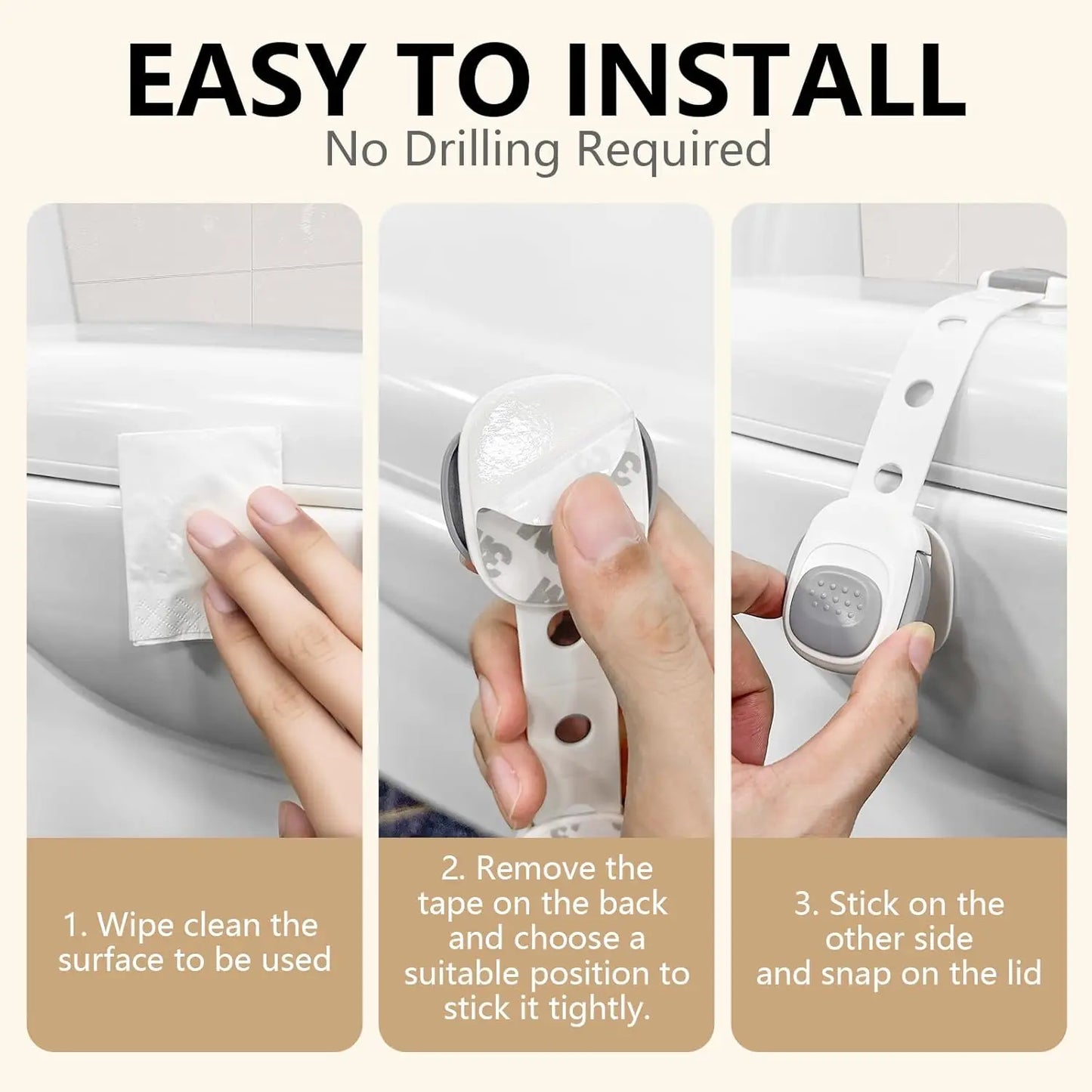 Toilet Locks Baby Proof Child Toddlers, Sturdy Safety Toilet Lid Seat Proofer Lock for Kids Pets Dog, Easy Installation