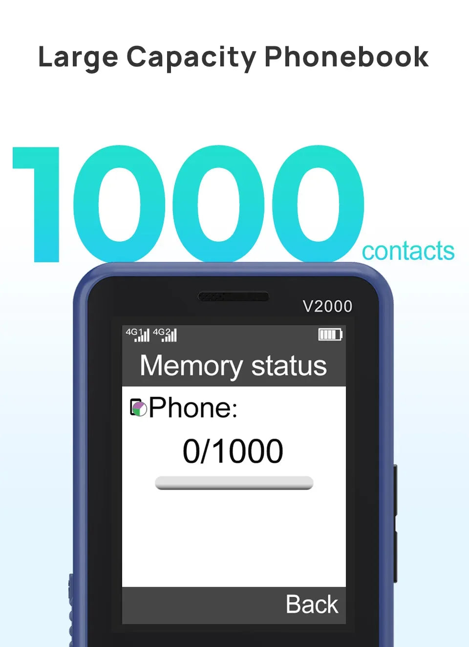 UNIWA V2000 4G VoLTE Keypad Phone 2.4 Inch Big Button Loud Volume Dual SlM 1700mAh Russia Hebrew Keyboard Feature Phones Elderly