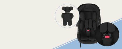 Babyvoyage Black Baby Car Seat with Isofix Base Station UPF45+ Sun Protection Comfortable Breathable Mesh I-Size Infant Car Seat