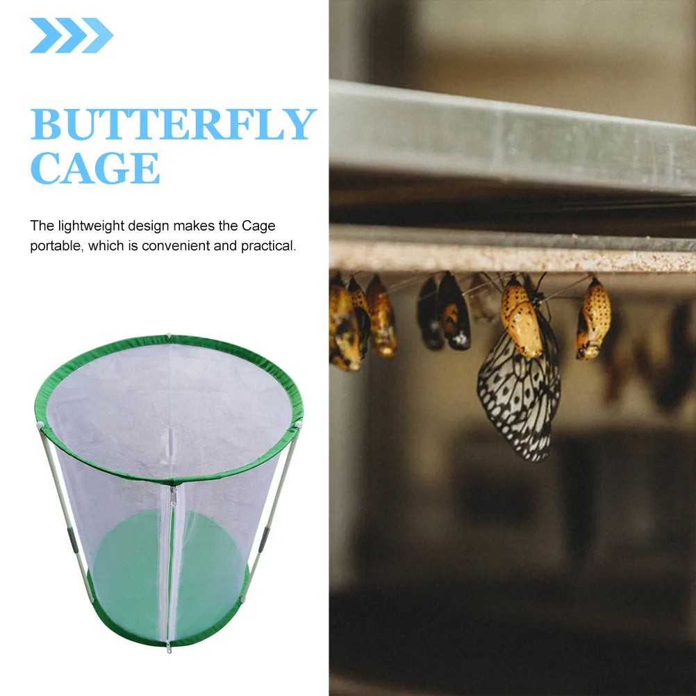 Butterflies Habitat Cage Premium Transparent Mesh Lightweight Breeding Cage Zipper Design Outdoor Observation House Portable