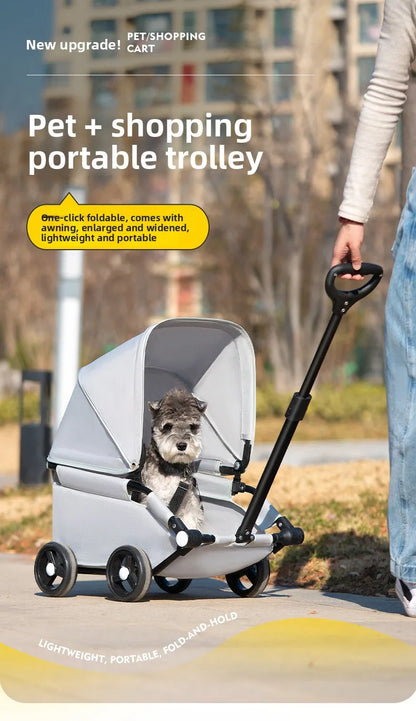 Small Dog Pet Stroller Foldable Lightweight Travel Outdoors Cross Border US Europe Pet Trolley Pet Stroller Trolley for Dog
