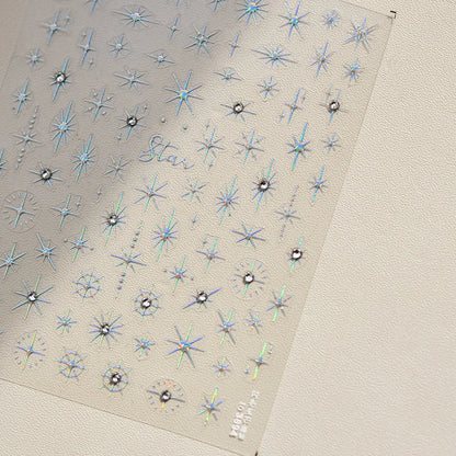 Gold Silver Starlight Laser Pink Colorful Glitter Star Bronzing Rhinestones Relief Nail Art Decorations Stickers Manicure Decals