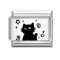 Laser Engraving Cute Cartoon Black Playing Cats Italian Charm Links Fit 9mm Stainless Steel Bracelet Men Women DIY Making Gifts