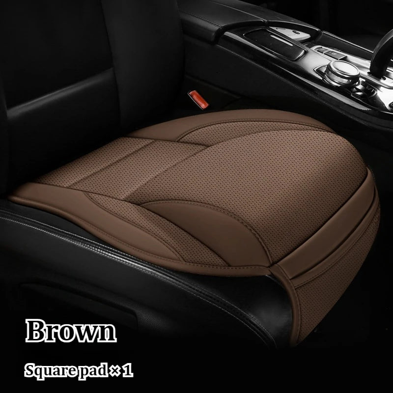 Ergonomic PU Leather Car Seat Cushion with Lumbar & leg Support Ventilated Design Storage Pockets Universal Fit for Most Cars