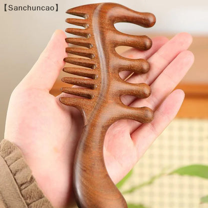 1Pcs Golden Silk Sandalwood Narrow Dual-purpose Comb Care Scalp Comb Gua Sha Meridian Dredging Hairdressing Tool