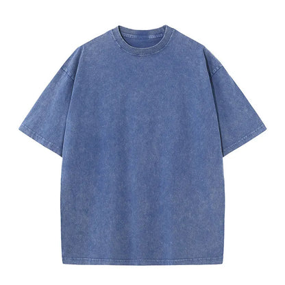 Cotton Short Sleeved T-shirt Summer Round Neck Loose and Base Shirt for Men Women Basic Tee