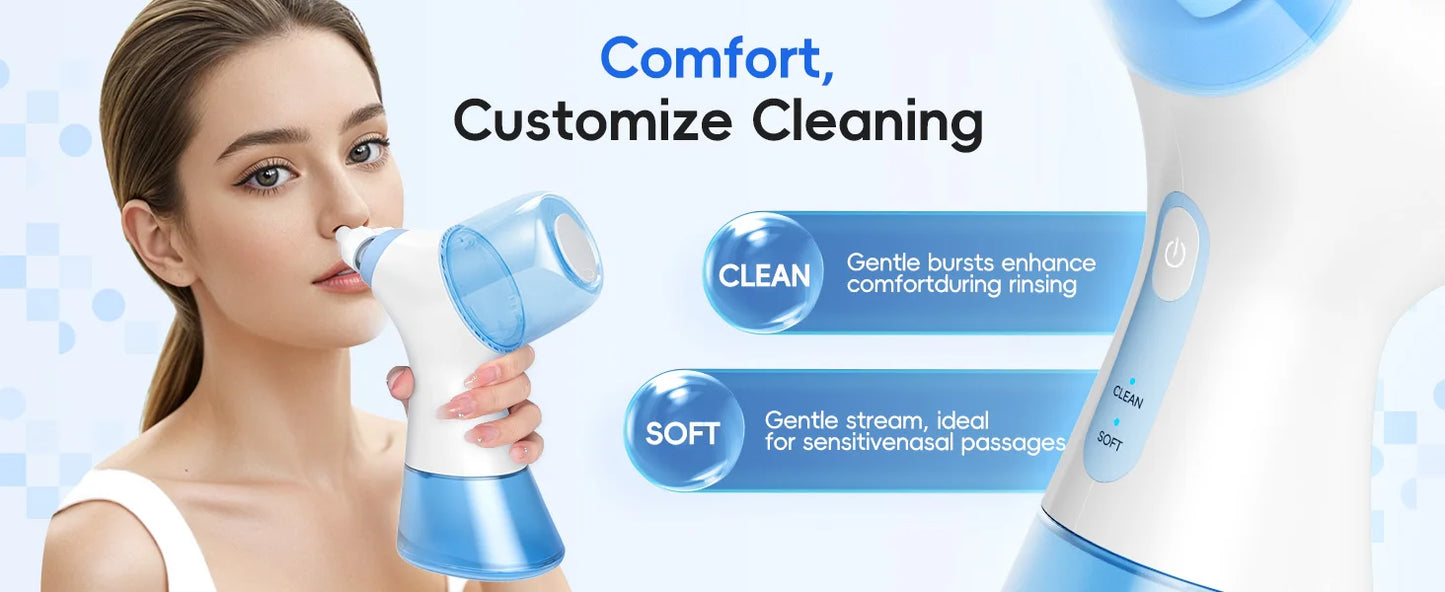 Nasal Irrigation System Sinus Rinse Machine with Water Tank & Waste Collection Tank - Nose Cleaner for Sinus,Allergy Relief