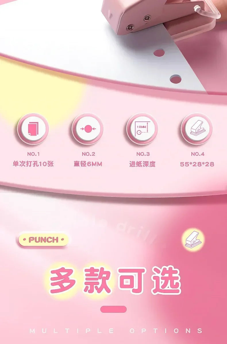 Mini Hole Punch 1 Hole Cute Paper Punch Portable Round Hole Puncher Paper Cutter Kawaii Office School Supplies Stationery Items