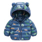 Baby Boys Girls Down Jackets Kids Cartoon Bear Zipper Coats Autumn Boys Thin Warm Hooded Jackets Children Clothes Outerwear