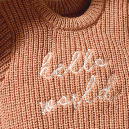 Ylsteed Hello World Knitting Newborn Photography Romper with Matching Pomp Hat Baby Boy Girl Sweater Outfits for Photo Shooting