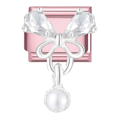Pink Color Y2K Butterfly Star Bow Rabbit Heart Pendant Italian Charm Links Fit 9mm Stainless Steel Bracelet DIY Making Gifts