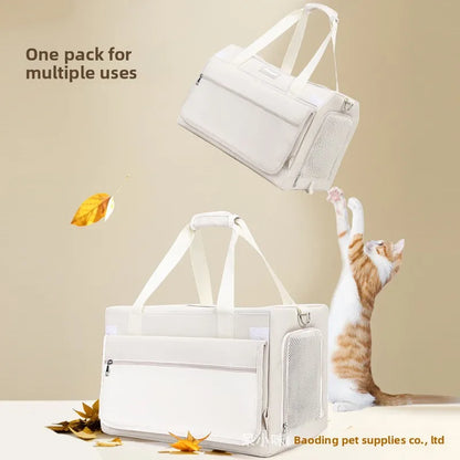Pet Trolley Case Oxford Double-Decker Pet Travel Bag Luggage Cat Carrier Outings Portable Large-Capacity Breathable 7kg Two Cats