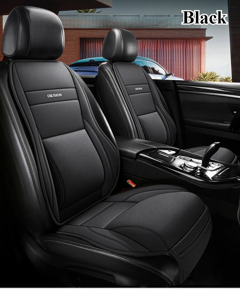 Ergonomic PU Leather Car Seat Cushion with Lumbar & leg Support Ventilated Design Storage Pockets Universal Fit for Most Cars