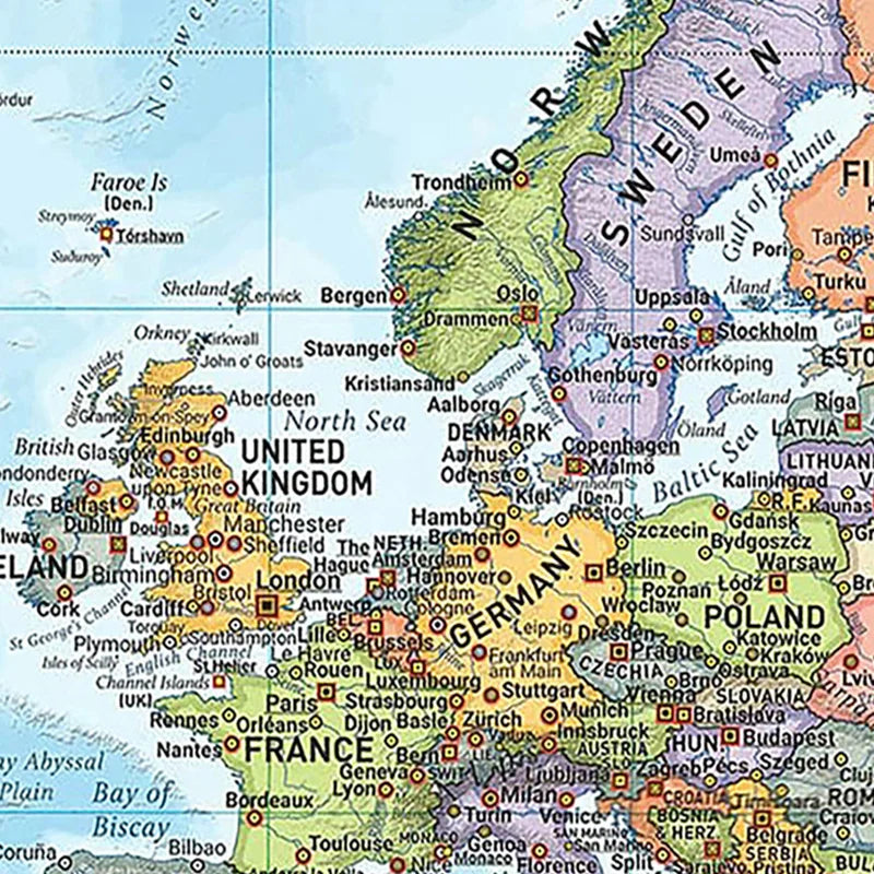 World Map in English Poster Prints Painting Education Painting School Supplies Classroom Home Decor,Travel Supplies