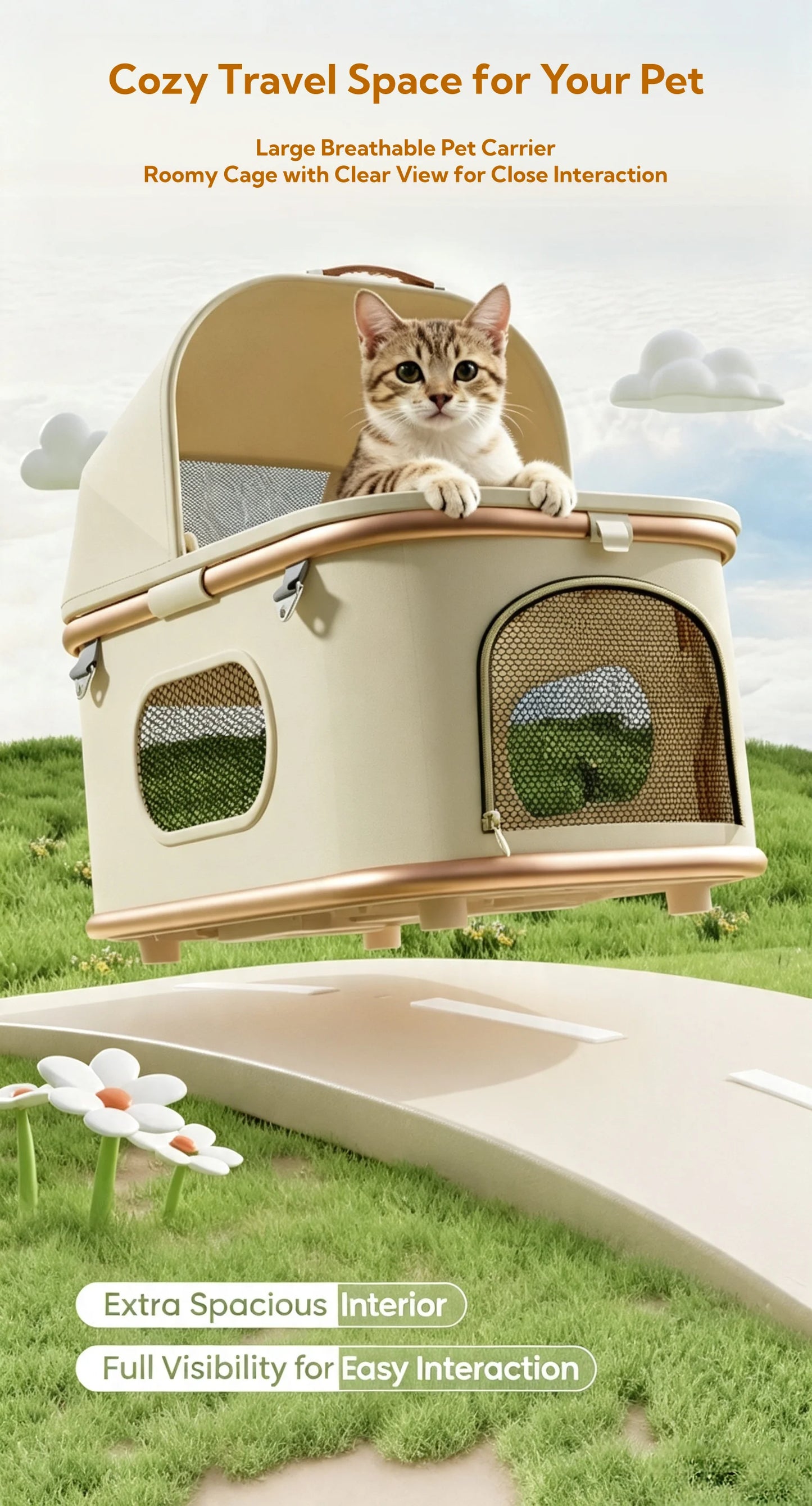 Aluminum Alloy Lightweight Pet Stroller Detachable Carrier One-Click Fold Shock Absorb Dog Cat Outdoor Travel Cart Wholesale