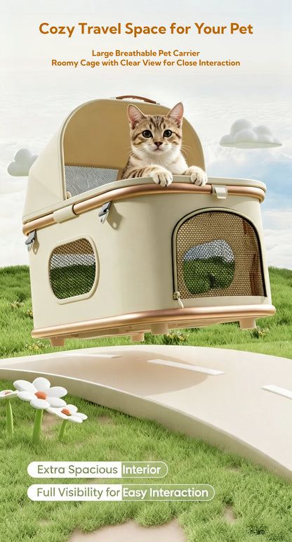 Aluminum Alloy Lightweight Pet Stroller Detachable Carrier One-Click Fold Shock Absorb Dog Cat Outdoor Travel Cart Wholesale