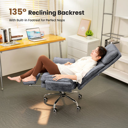 Pet Friendly Ergonomic Office Chair with Armrests, Cat Side Seat 360° Swivel Reclining Desk Chair for Cat Owners Furry Companion Work Chair with Footrest