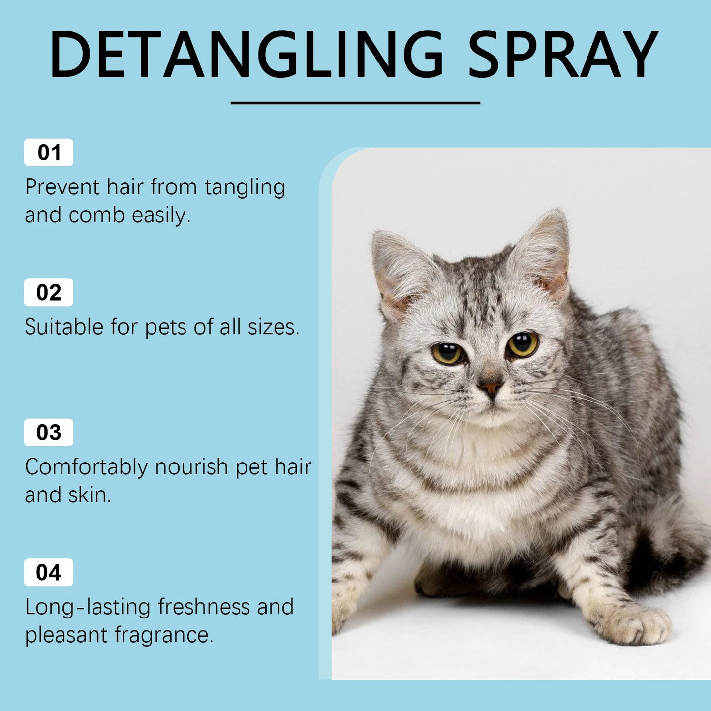 100ML Pet Detangling Spray Herbal Formula Smoothing Hair Remove Tangles, Knot & Mats Refreshing Maintain Pet Hair Grooming Spray