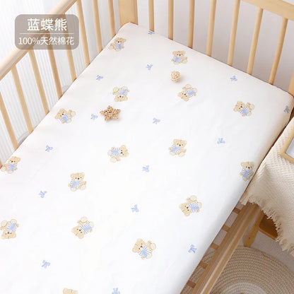 1pcs 130*70CM Breathable Cotton Fitted Crib Sheets for Baby Crib Mattress Cover Soft Bedding Set of Solid Color Infant Bed Sheet