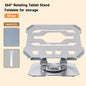 360° Rotatable Tablet Stand Adjustable Foldable Desktop Stand Holder Compatible For 4.7-10 Inch Ipad Pro/Air/Min Tablet Phone