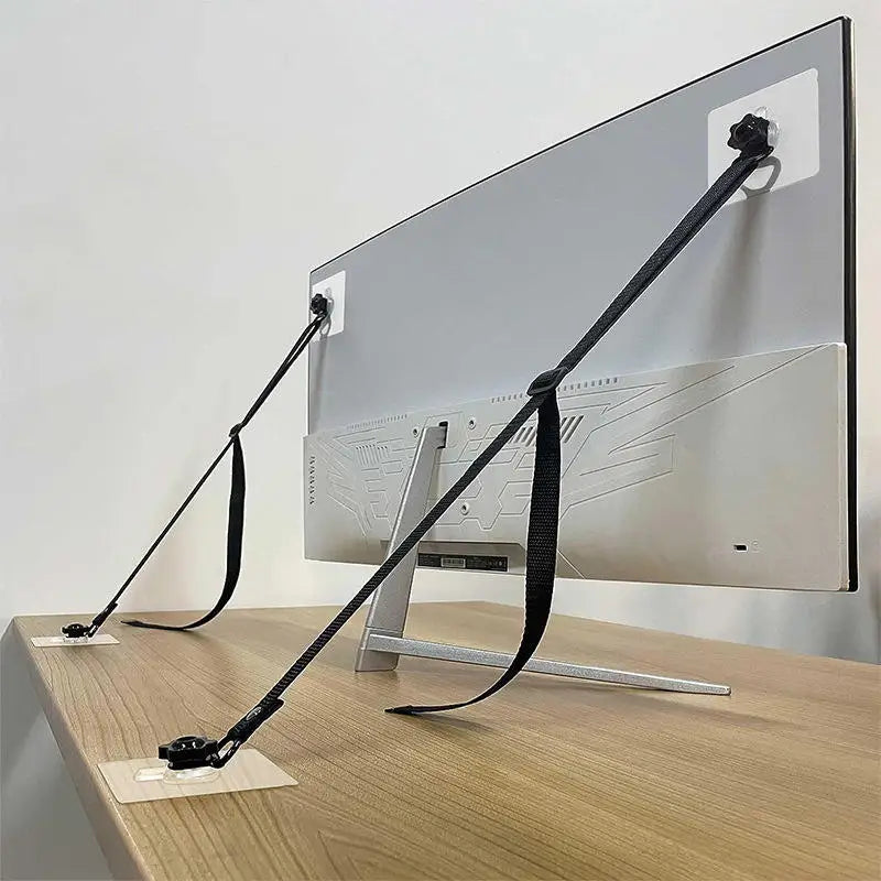 2 Pcs  Adjustable TV Safety Straps,No-Drill Adhesive Anti-Tip Furniture Anchors For Baby Proofing,Flat Screens Fix To Wall