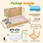 4-in-1 Hay Grater For Rabbits, Feeding Station Removable Hay Distributor For Guinea Pigs With Litter Tray, 2 Trays And Bottle Wood Feeder For Small Animals