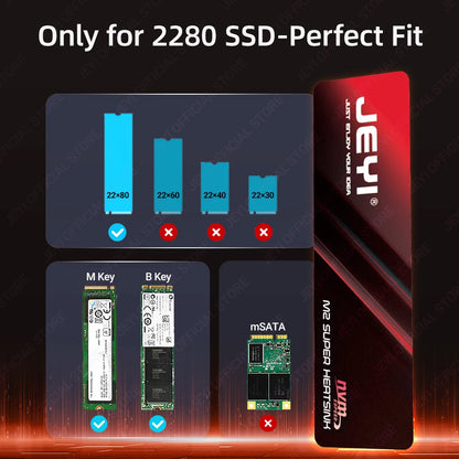 JEYI M.2 2280 SSD Graphene Copper Heatsink - Ultra Thin 0.5mm High Thermal Conductivity Cooling Pad for NVMe/SATA SSD(1/2/5pc）
