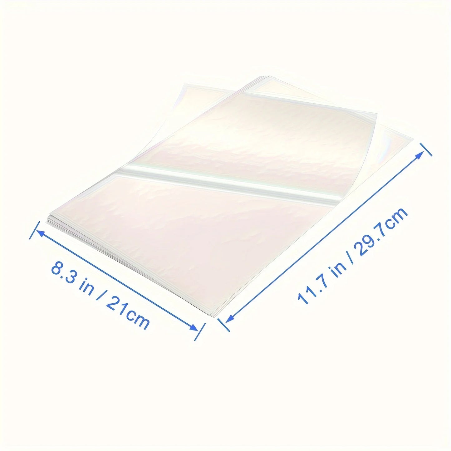 50 Sheets A4 Size Clear No-Waterproof Sticker Paper for Inkjet Printer,8.3 X 11.7 Inches Printable Self Adhesive Printer Sticker