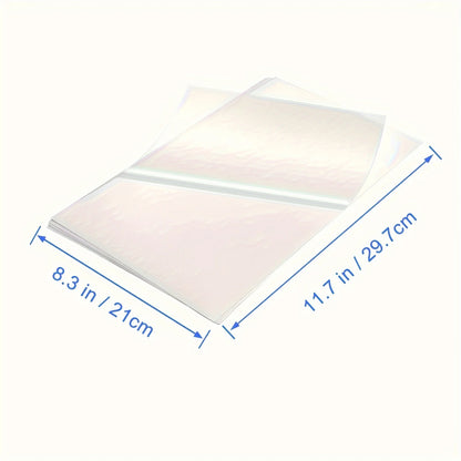 50 Sheets A4 Size Clear No-Waterproof Sticker Paper for Inkjet Printer,8.3 X 11.7 Inches Printable Self Adhesive Printer Sticker