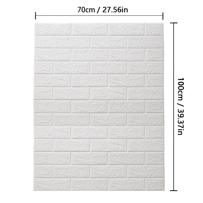 Self Adhesive PVC Waterproof Wallpaper For Home Decoration Peel and Stick 3D Foam Faux Brick Pattern Wall Stickers 70cmx2m