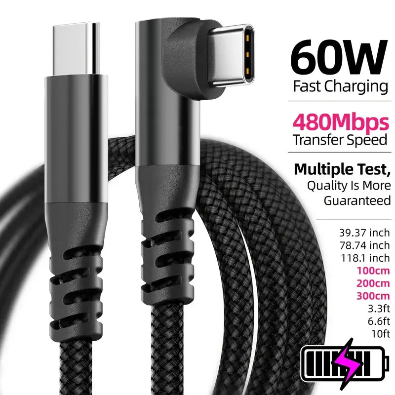 LAIHONEN 1PC USB C Cable 1M 2M 3M 10FT USB C Data Transfer 60W PD Fast Charging Cable for iPhone 15 15Plus 15Pro Max