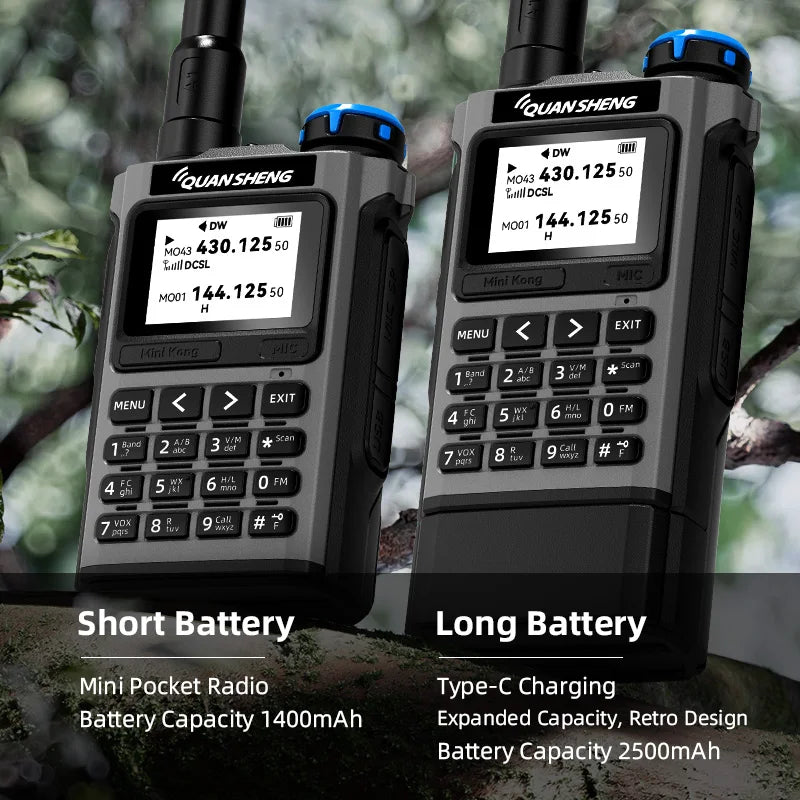 QUANSHENG K1 Air Band Walkie Talkie Wireless Copy Frequency Meter Type-C Charging NOAA Multi-Band Portable Two Way Radio UV