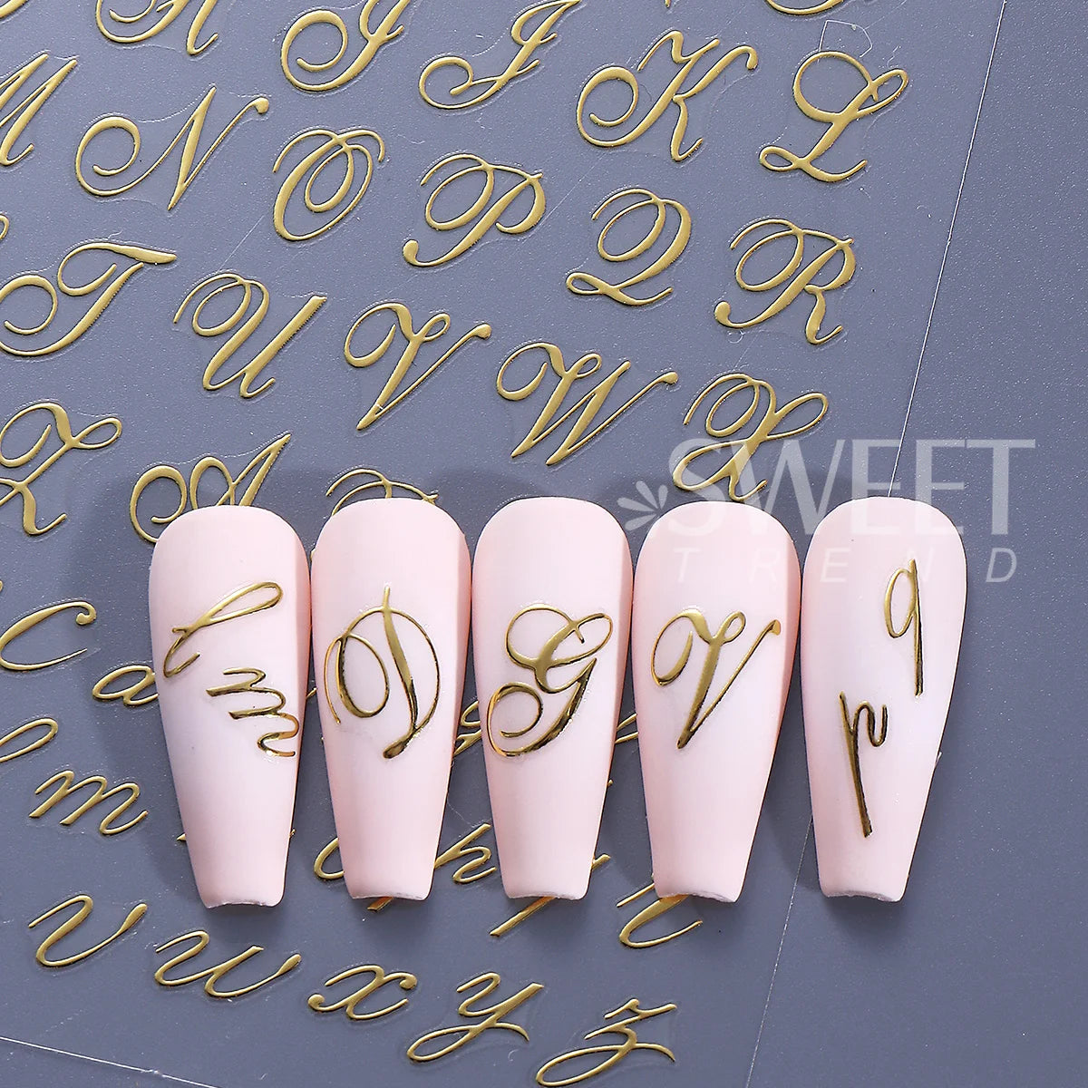 6pcs Gothic Letter Nail Decal English Alphabet Roman Word Design Foils Wraps 3D Fashion Y2K Design Decor Stickers Manicure Tips