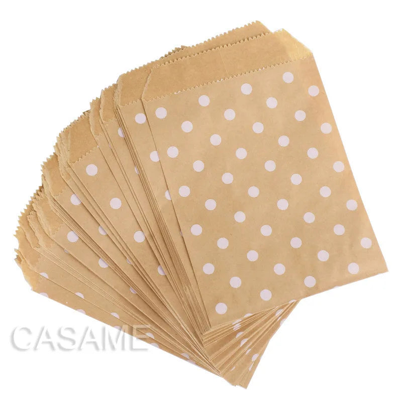 50 Pcs Red Blue Green Thank You Kraft Paper Bags Cute  Happy Birthday Gift Pouch Retro Party Favor Bag Candy Cookie Supplies