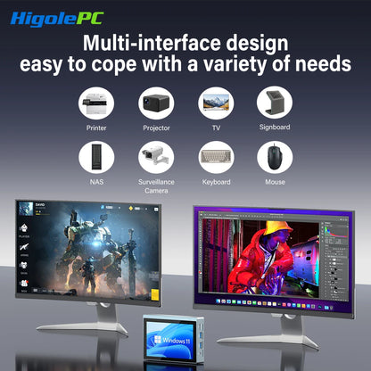 Higole Gole 2 Pro 5.5'' Mini PC Intel N5095 Windows 11 WiFi5 8/16 128/256G 2500mAh Screen Tablet Laptop Desktop PC Mini Computer