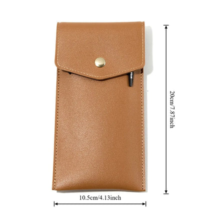 PU Leather Pencil Case Storage Bag Student Glasses Portable Stationery Bag Large-capacity Business Office Pen Storage Bag