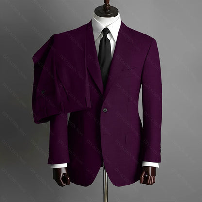 Fashion Gray Men Suits High-end Single Breasted Wedding Tuxedo Business Casual Office Male Suit Slim 2 Piece (Blazer+Pants)