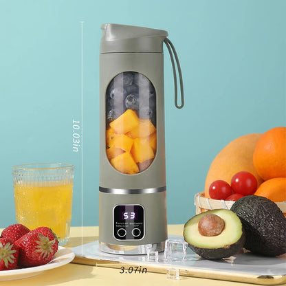 10 ašmenų nešiojamas vaisių sulčiaspaudė, 450 ml talpa, 3 pavaros, įkraunamas per USB, trintuvas, ledo smulkintuvas kokteiliams ir tirštiesiems kokteiliams, sulčiaspaudės puodelis