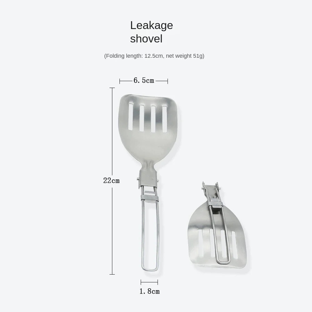 Folding Spatula Spoon Shovel Food Turner Portable 304 StainlessSteel Outdoor Camping BBQ Cooking Tableware Picnic Supplies ﻿